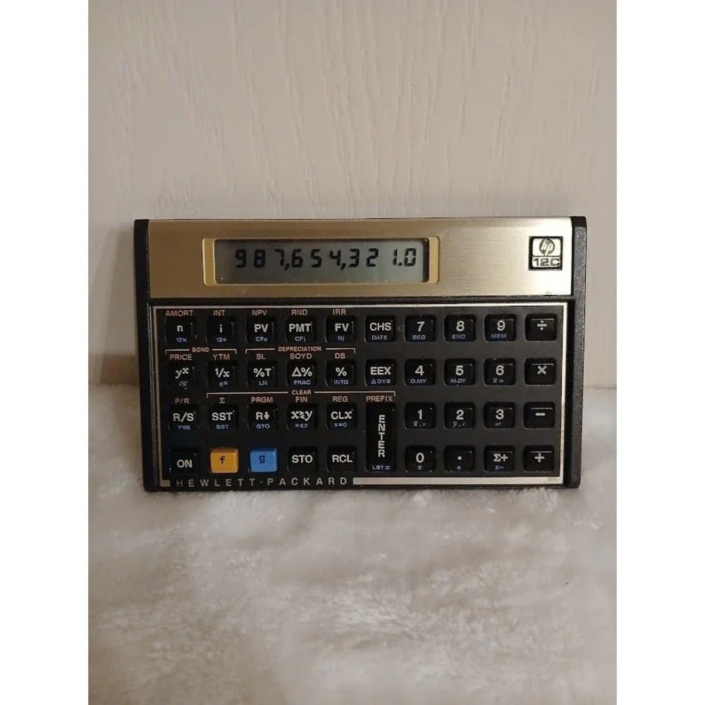 Vintage Hewlett Packard HP-12C Programmable Financial Calculator Works Gold Tone